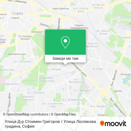 Улица Д-р Стоимен Григоров / Улица Люлякова градина карта
