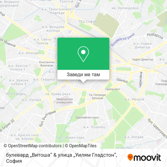 булевард „Витоша“ & улица „Уилям Гладстон“ карта