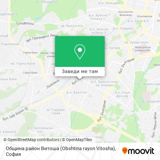 Община район Витоша (Obshtina rayon Vitosha) карта