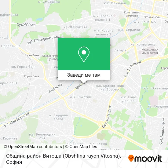 Община район Витоша (Obshtina rayon Vitosha) карта