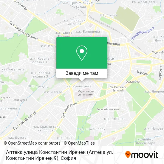 Аптека улица Константин Иречек (Аптека ул. Константин Иречек 9) карта