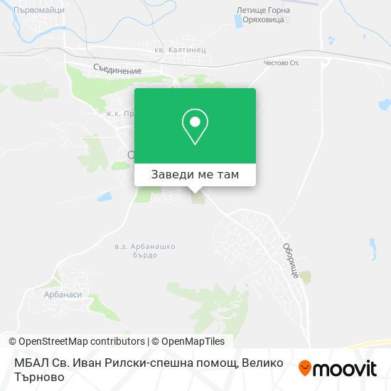 МБАЛ Св. Иван Рилски-спешна помощ карта