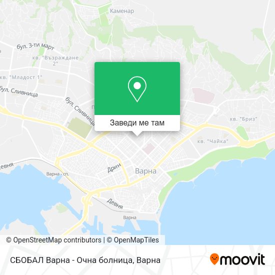 СБОБАЛ Варна - Очна болница карта