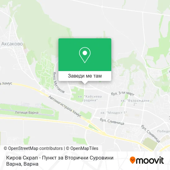 Киров Скрап - Пункт за Вторични Суровини Варна карта