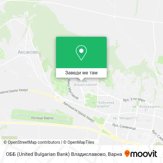 ОББ (United Bulgarian Bank) Владиславово карта
