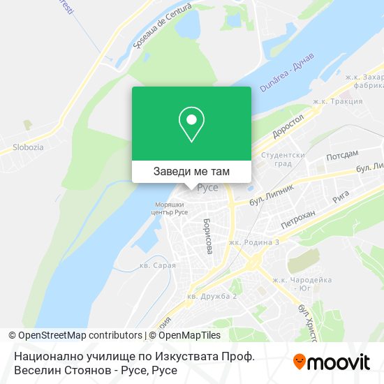 Национално училище по Изкуствата Проф. Веселин Стоянов - Русе карта