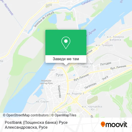 Postbank (Пощенска банка) Русе Александровска карта