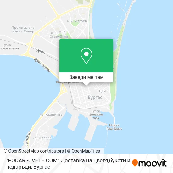 "PODARI-CVETE.COM" Доставка на цветя,букети и подаръци карта