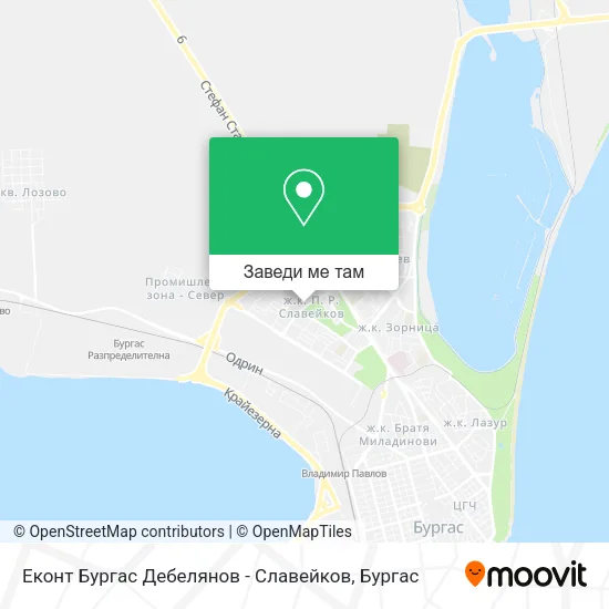 Еконт Бургас Дебелянов - Славейков карта