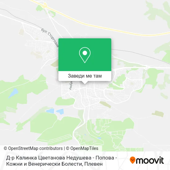 Д-р Калинка Цветанова Недушева - Попова - Кожни и Венерически Болести карта