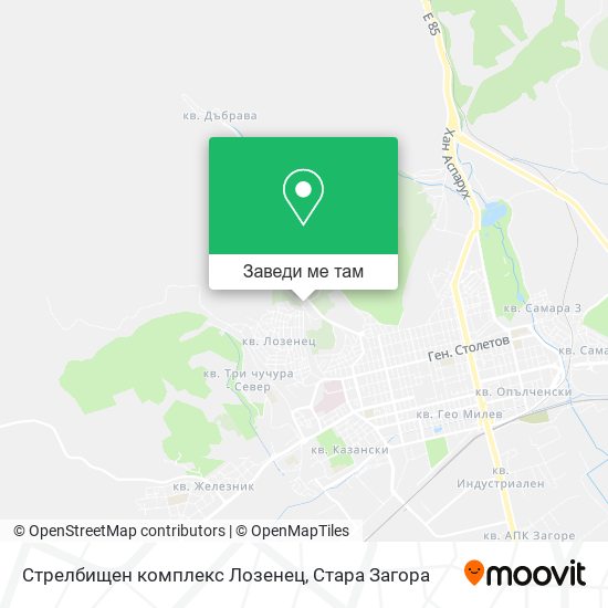 Стрелбищен комплекс Лозенец карта