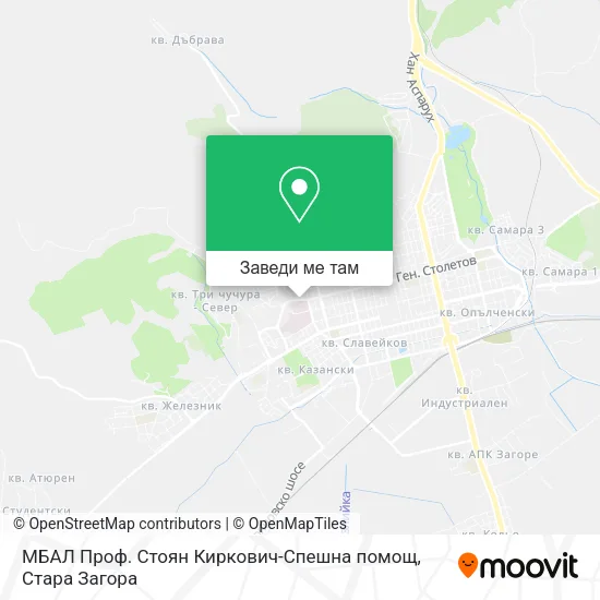 МБАЛ Проф. Стоян Киркович-Спешна помощ карта