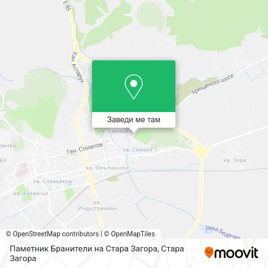 Паметник Бранители на Стара Загора карта