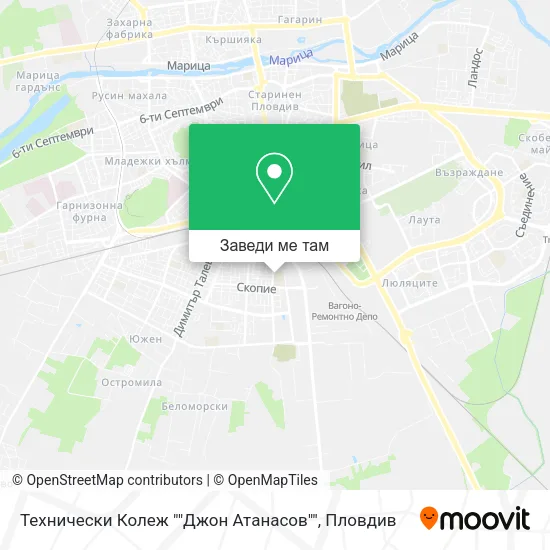 Технически Колеж ""Джон Атанасов"" карта