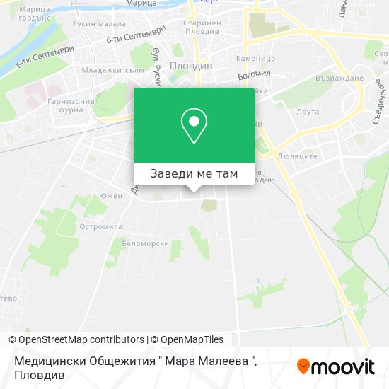 Медицински Общежития " Мара Малеева " карта