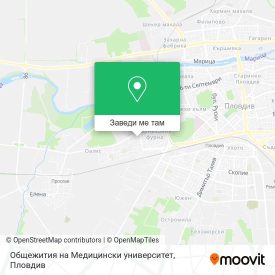 Общежития на Медицински университет карта