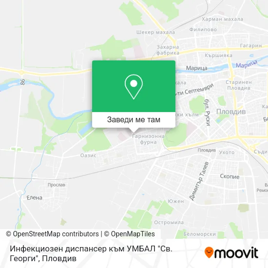 Инфекциозен диспансер към УМБАЛ "Св. Георги" карта
