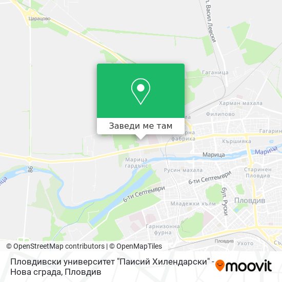 Пловдивски университет "Паисий Хилендарски" - Нова сграда карта