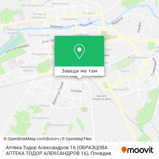 Аптека Тодор Александров 16 (ОБРАЗЦОВА АПТЕКА ТОДОР АЛЕКСАНДРОВ 16) карта