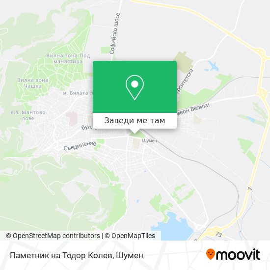 Паметник на Тодор Колев карта