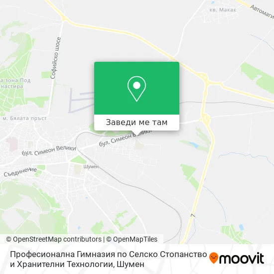 Професионална Гимназия по Селско Стопанство и Хранителни Технологии карта