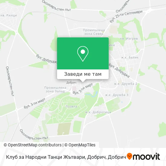 Клуб за Народни Танци Жътвари, Добрич карта