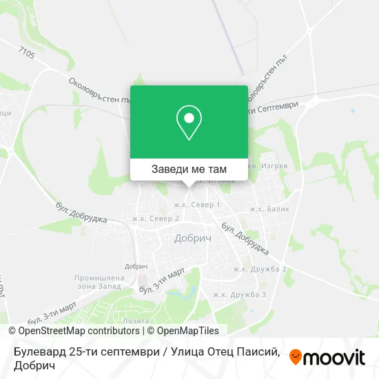 Булевард 25-ти септември / Улица Отец Паисий карта