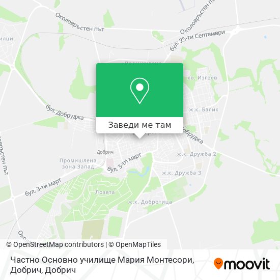 Частно Основно училище Мария Монтесори, Добрич карта