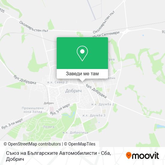 Съюз на Българските Автомобилисти - Сба карта