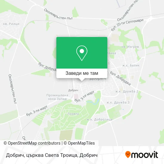 Добрич, църква Света Троица карта