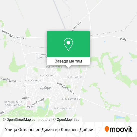 Улица Опълченец Димитър Ковачев карта