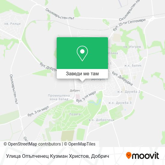 Улица Опълченец Кузман Христов карта