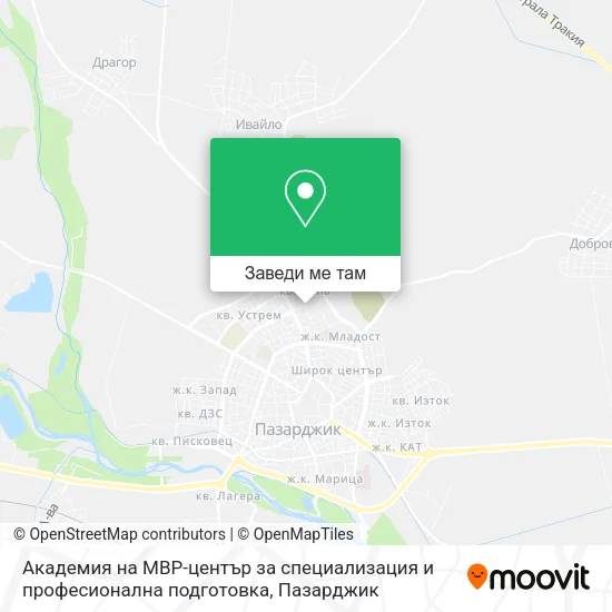 Академия на МВР-център за специализация и професионална подготовка карта