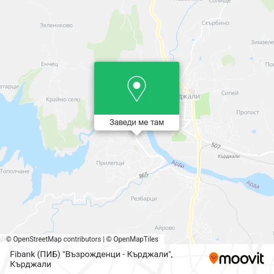 Fibank (ПИБ) "Възрожденци - Кърджали" карта