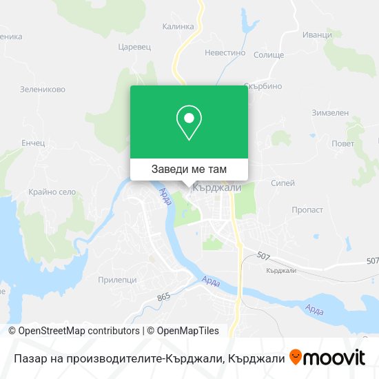 Пазар на производителите-Кърджали карта