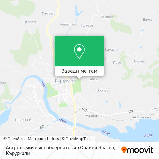 Астрономическа обсерватория Славей Златев карта