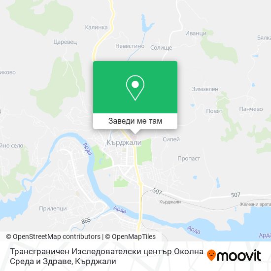Трансграничен Изследователски център Околна Среда и Здраве карта