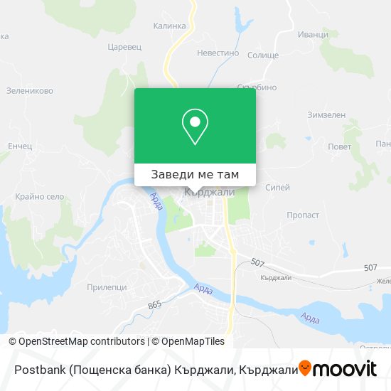 Postbank (Пощенска банка) Кърджали карта