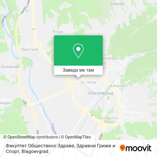Факултет Обществено Здраве, Здравни Грижи и Спорт карта