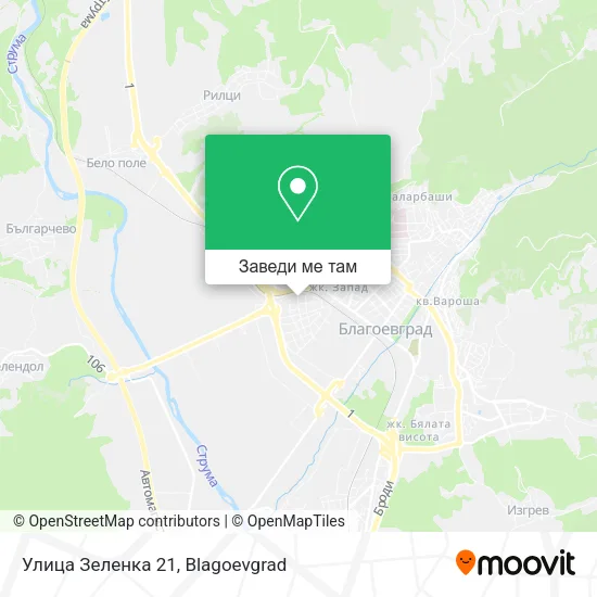 Улица Зеленка 21 карта