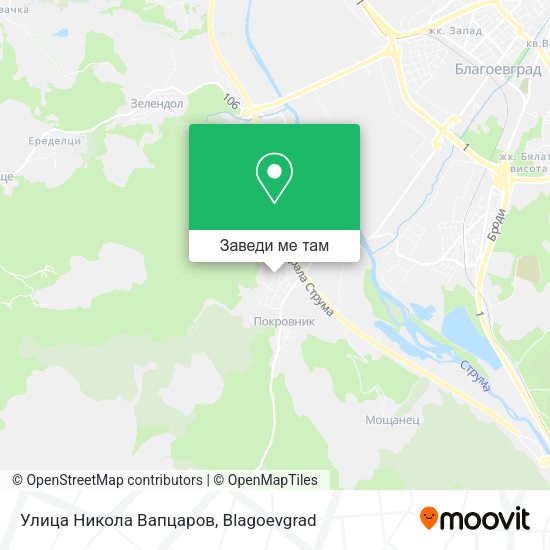 Улица Никола Вапцаров карта