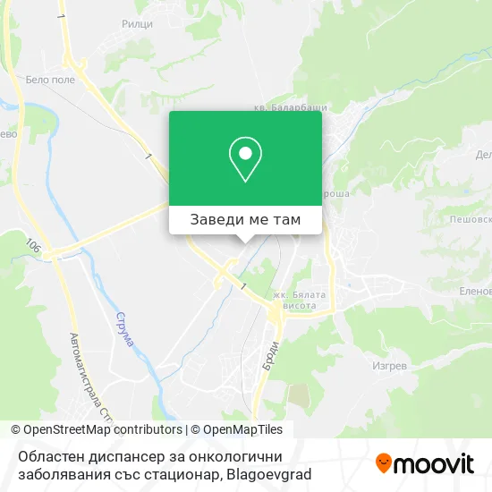 Областен диспансер за онкологични заболявания със стационар карта