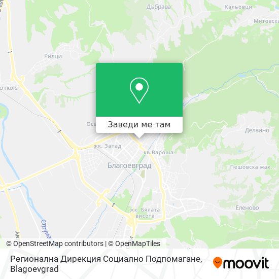 Регионална Дирекция Социално Подпомаганe карта