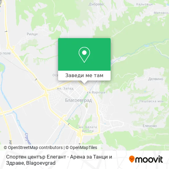 Спортен център Елегант - Арена за Танци и Здраве карта