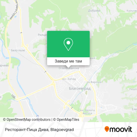 Ресторант-Пица Дива карта