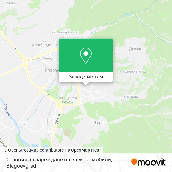 Станция за зареждане на електромобили карта