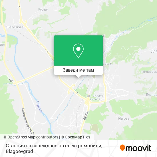 Станция за зареждане на електромобили карта