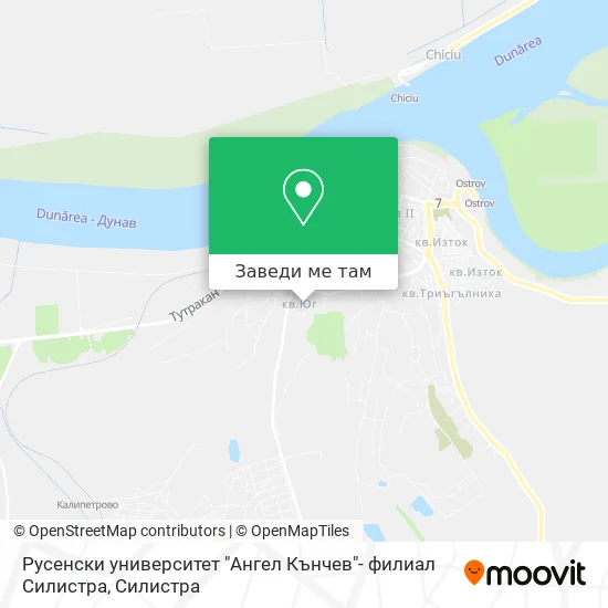 Русенски университет "Ангел Кънчев"- филиал Силистра карта