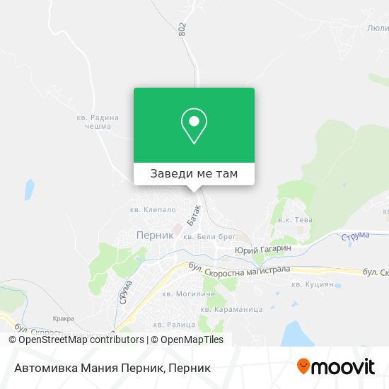 Автомивка Мания Перник карта