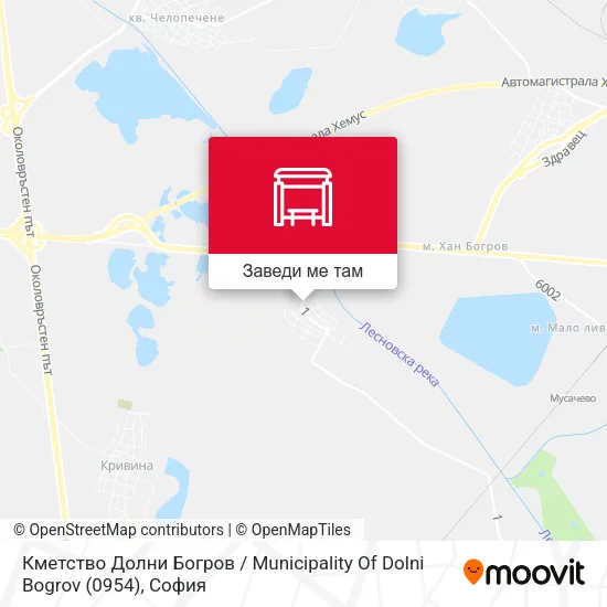 Кметство Долни Богров / Municipality Of Dolni Bogrov (0954) карта